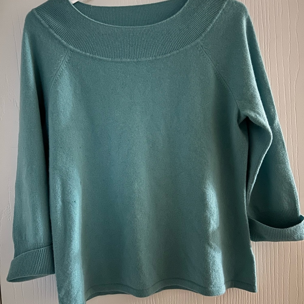 Jones New York Teal Cashmere Crew Neck Sweater Med